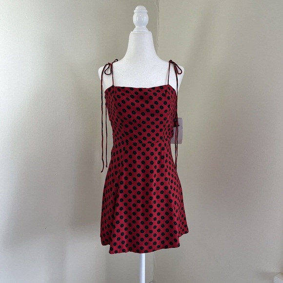 Reformation Dresses & Skirts - Reformation Floral Mini Dress Red 0 XXS Daisy 90s Tie Sleeveless